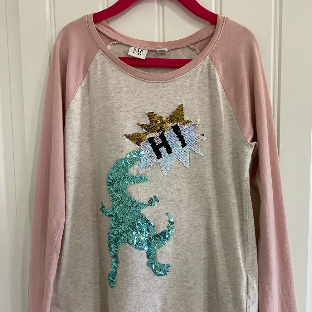Gap Kids reversible sequin dinosaur long sleeved shirt: Size Medium